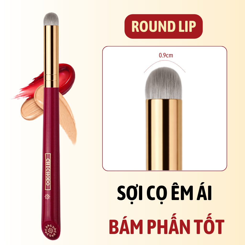 Cọ Tán Son Môi/Che Khuyết Điểm Đầu Tròn CHICHODO Round Lip Brush Sợi Cọ Tự Nhiên C124